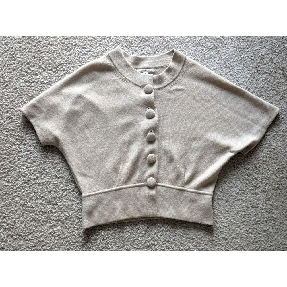 Banana Republic Vintage Style Oversized Beige Short Sleeved Sweater Crop Top
